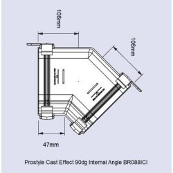 Brett Martin 106mm Prostyle Cast Iron Effect Int Gutter Angle 90 dg (BR088ICI)