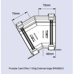 Brett Martin 106mm Prostyle Cast Iron Effect Ext Gutter Angle 135 dg (BR089ECI)