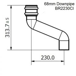 Brett Martin 68mm Circular Cast Effect Downpipe 230mm Offset (BR2230CI)