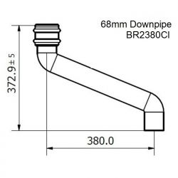 Brett Martin 68mm Circular Cast Effect Downpipe 380mm Offset (BR2380CI)
