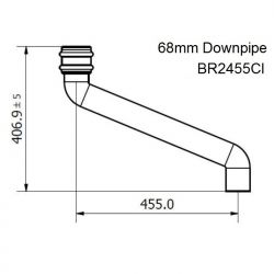 Brett Martin 68mm Circular Cast Effect Downpipe 455mm Offset (BR2455CI)
