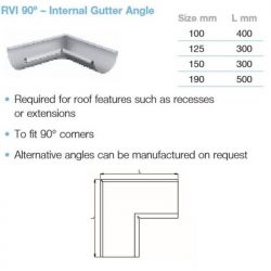 Lindab Magestic Galvanised Steel Half Round Internal Gutter Angle 90dg (RVIS)
