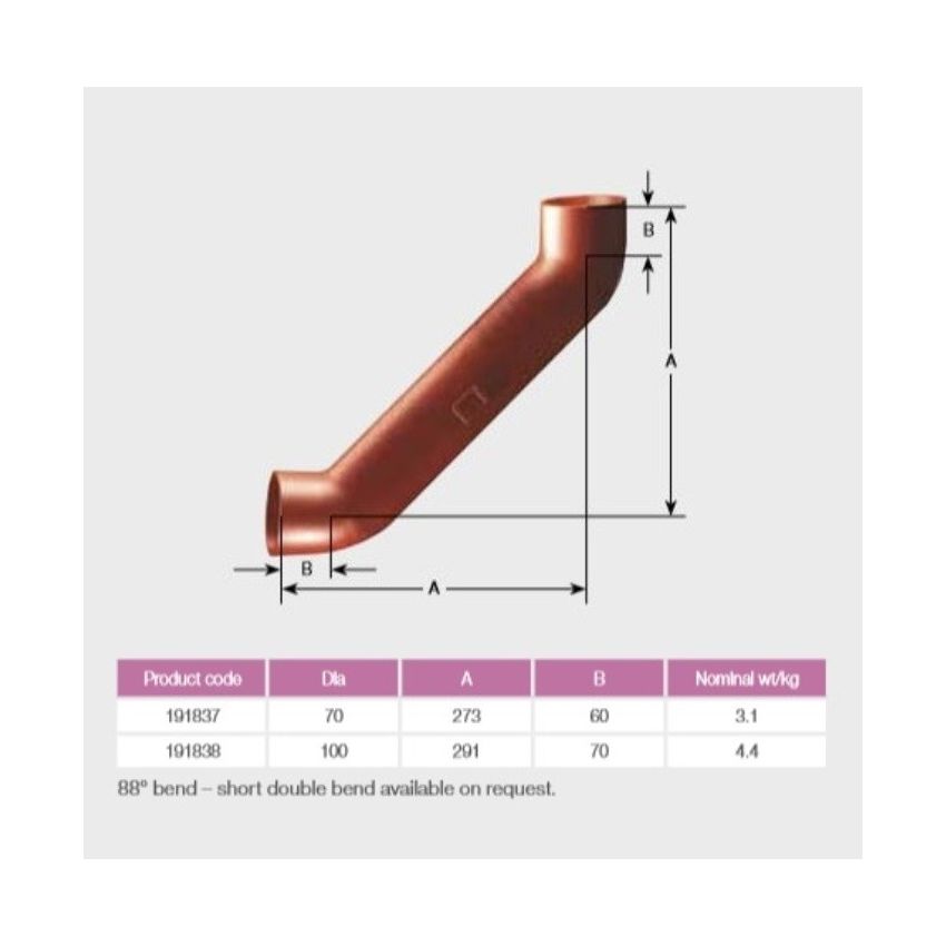 Pam Building Ensign Cast Iron 88 degree Double bend Long-tail EF054