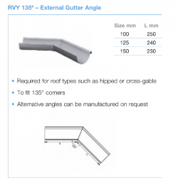Lindab Steel Half Round External Gutter Angle 135 Degrees (RVY)