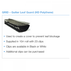 Lindab (HD Polythene) Gutter Leaf Guard 10m, Includes 23 Fixing Clips