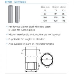 Lindab Circular Steel Downpipe x 3m (SROR)