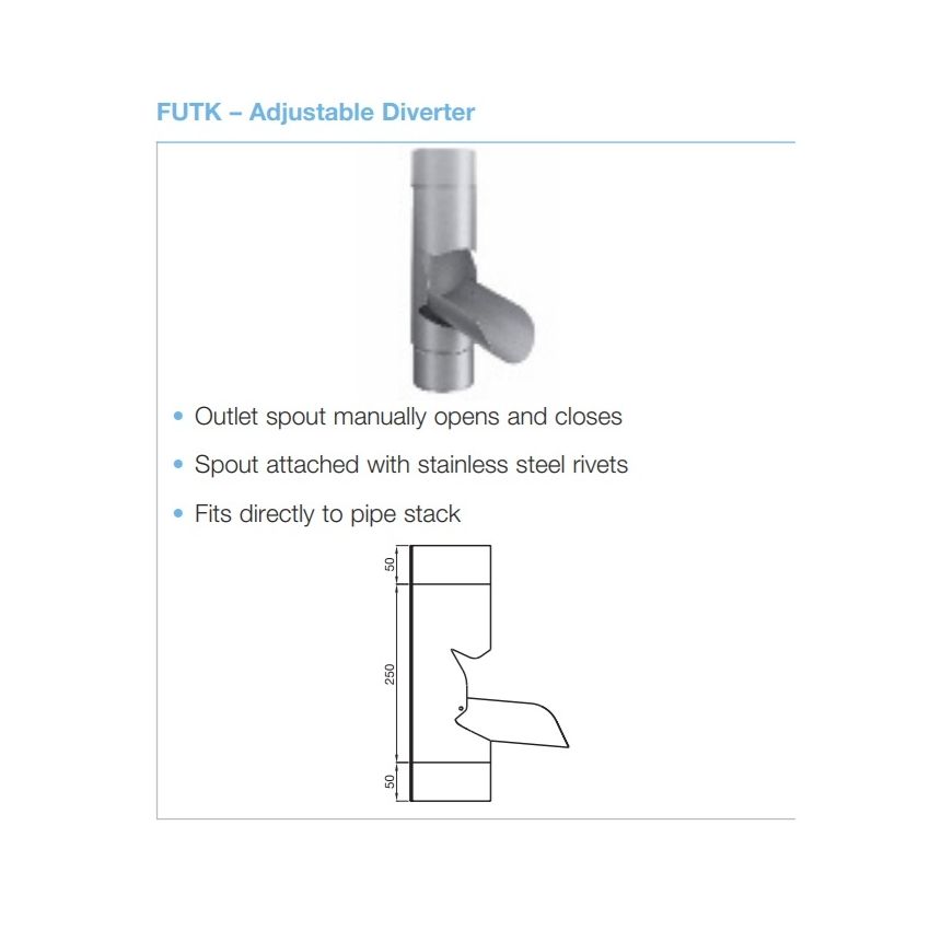 Lindab Circular Steel Downpipe Manual Rainwater Diverter (FUTK)