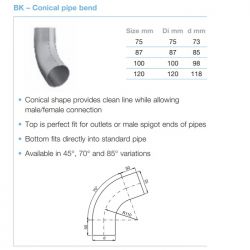 Lindab Circular Steel Downpipe Conical Pipe Bend 70 Degree (BK70)