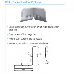 Lindab Magestic Galvanised Steel Gutter Internal Corner Overflow Protector (OSK)