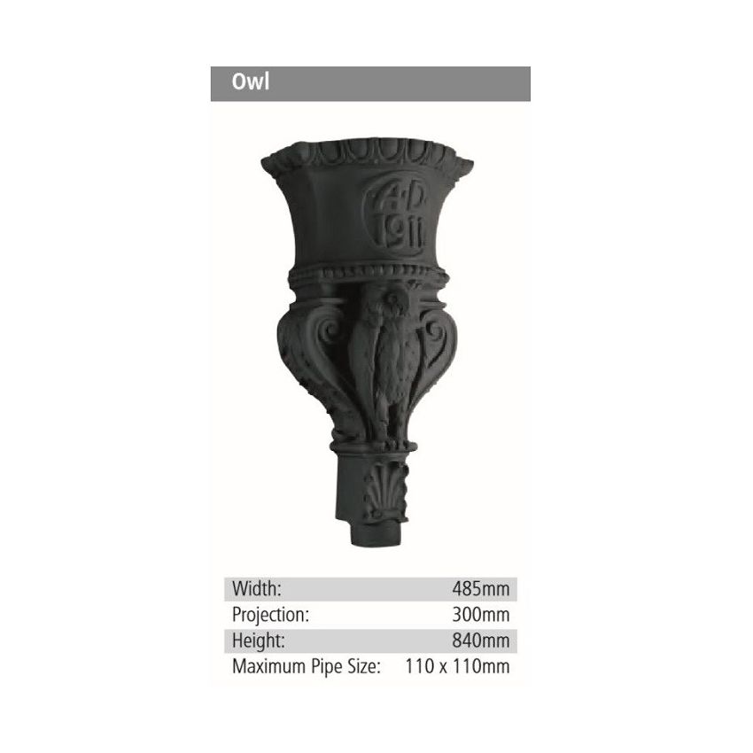 Owl Rainwater GRP Hopper Head