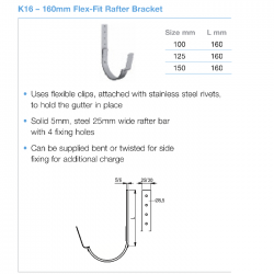 Lindab Steel Half Round Flexi Fit Rafter Bracket Length (K16/K21)