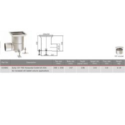 ACO Hygienic Stainless Steel Gully 157 - Fixed Height Horizontal 110mm Outlet Body For Increased Silt Basket