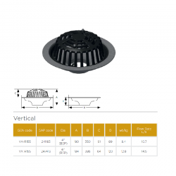 Saint Gobain PAM UK VORTX Vertical Cast Iron Screw Roof Outlet With Dome Grate