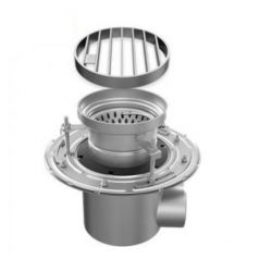 Harmer Stainless Steel Horizontal Two-Part Compact Drain with Circular Grate