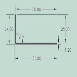 Aluminium Vent Strip 1 Bend Profile X 3m Length