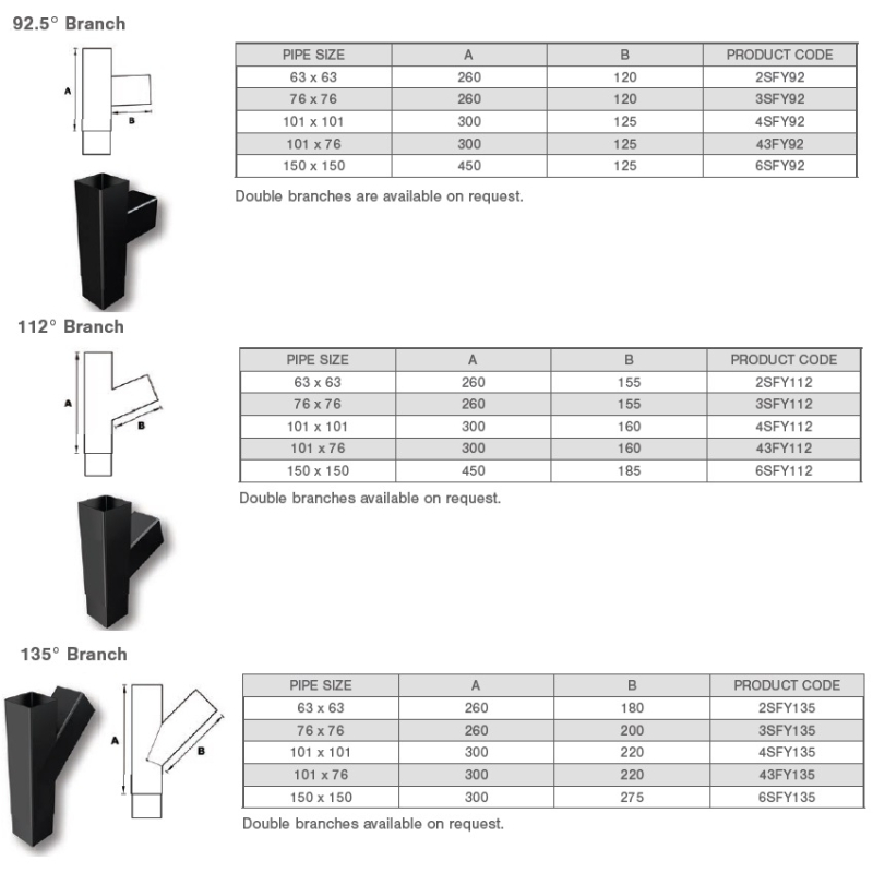 Aluminium Flush Joint Rectangular 92.5 Degree Branch