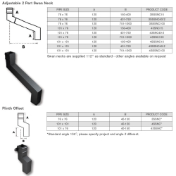 Aluminium Cast Socketed Square 112.5 Degree Adjustable 2 Part Swan Neck