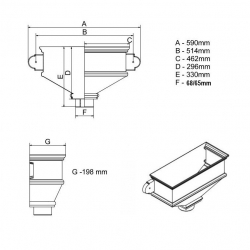 Brett Martin 100mm Outlet Cast Effect Long Hopper with Lion