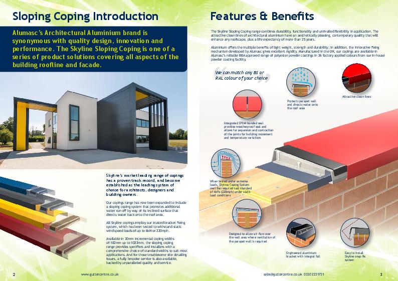 Alumasc Skyline Sloping Aluminium Coping Product Guide