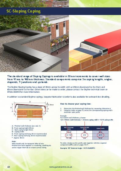 Alumasc Skyline Sloping Aluminium Coping Technical Guide