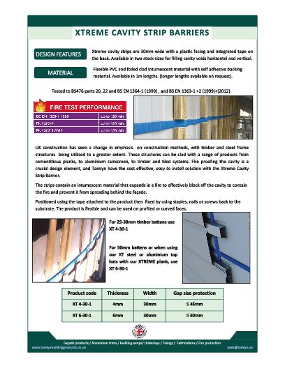GC Aluminium Facades Cavity Strip Barriers Data Sheet