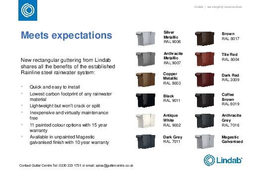 Lindab Rectangular Steel Guttering Colour Guide