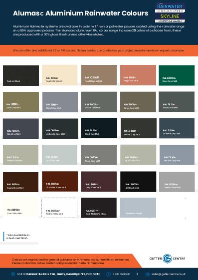 Alumasc Aluminium Colour Guide