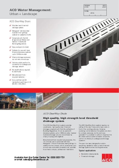 ACO Threshold Drain Channel DoorWay Product Guide
