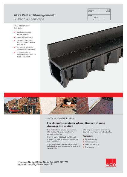 ACO Threshold Channel HexDrain Brickslot Product Guide