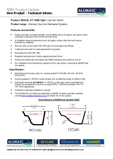 Alumasc Apex Notts Ogee Cast Iron Guttering Technical Guide