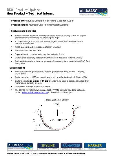 Alumasc Apex Deepflow Cast Iron Guttering Technical Guide