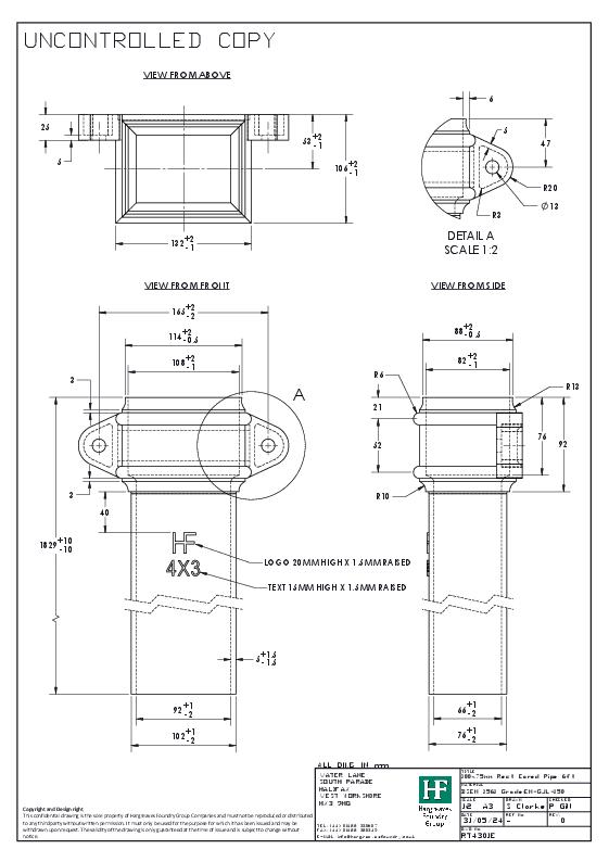 Hargreaves Rectangular Cast Iron Downpipes Data Sheet