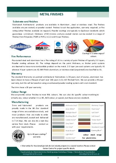 Aluminium Facade Trims Product Guide