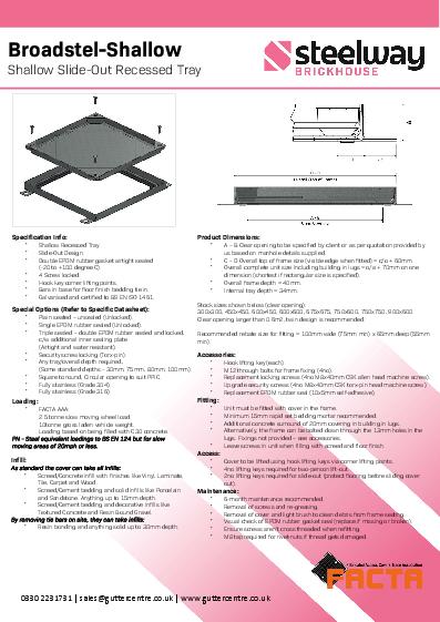 GC Internal Recessed Access Covers Broadstel Data Sheet