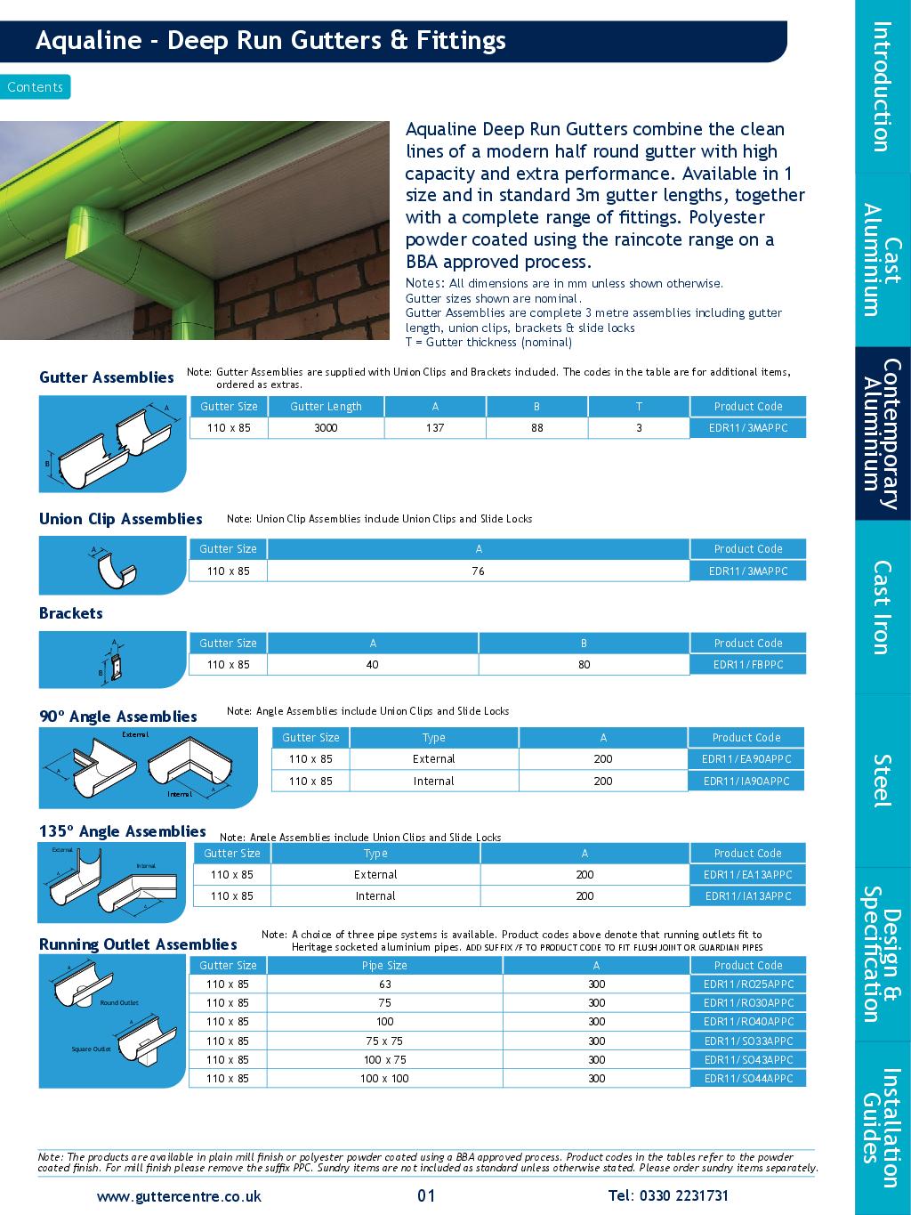 Alumasc Aqualine Deep Run Guttering Assembly Technical Guide
