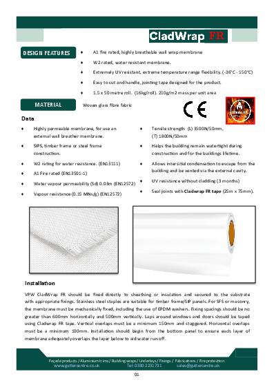 GC Aluminium Facades Cladwrap FR Data Sheet