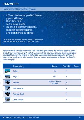 GC 200mm Commercial Guttering Product Guide