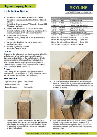 Alumasc Skyline Aluminium Capping Trim Installation Guide