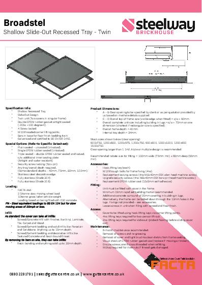 GC Internal Recessed Access Covers Twin Tray Data Sheet