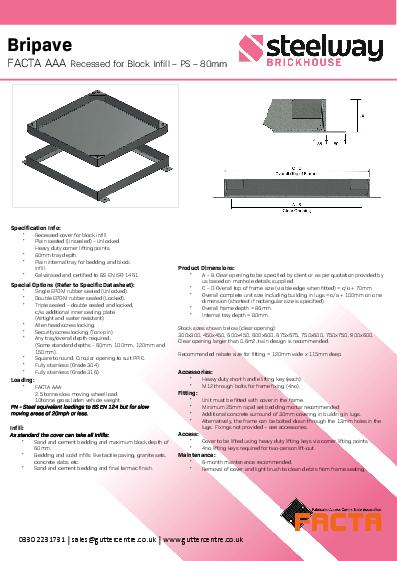 GC External Recessed Access Covers F/HT 80mm Data Sheet