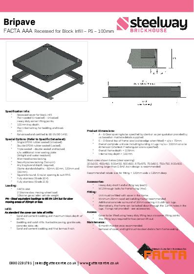 GC External Recessed Access Covers F/HT 100mm Data Sheet