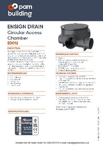 Pam Building Ensign Drains Data Sheet