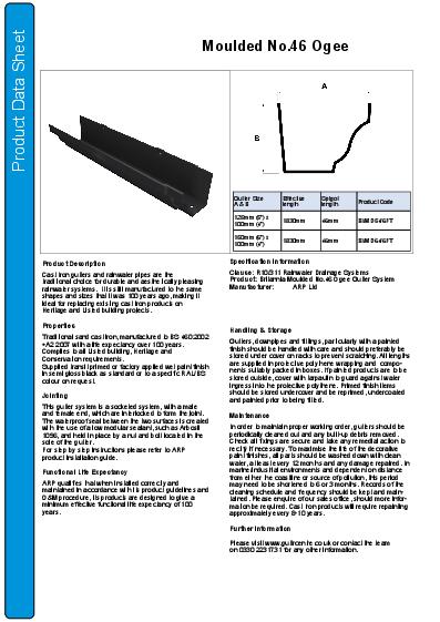 GC Moulded No 46 Cast Iron Guttering Data Sheet