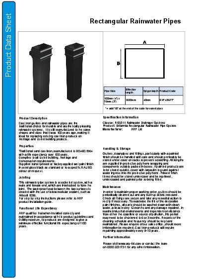 GC Rectangular RW Cast Iron Pipes Data Sheet