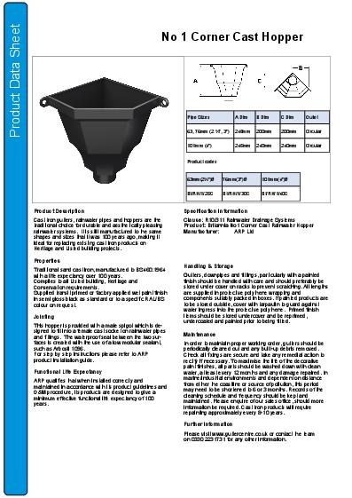 GC Apex Cast Iron Hoppers Corner Data Sheet