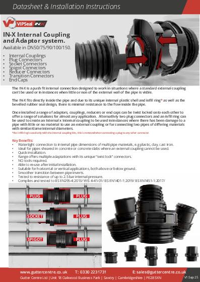 VIPSeal IN-X Internal Coupling & Adaptor system Technical Guide