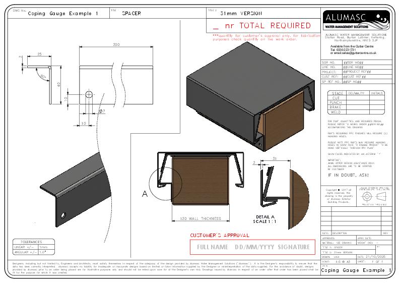Alumasc Skyline Aluminium Coping Data Sheet