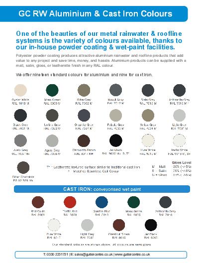 GC Aluminium Cast Iron Colour Guide