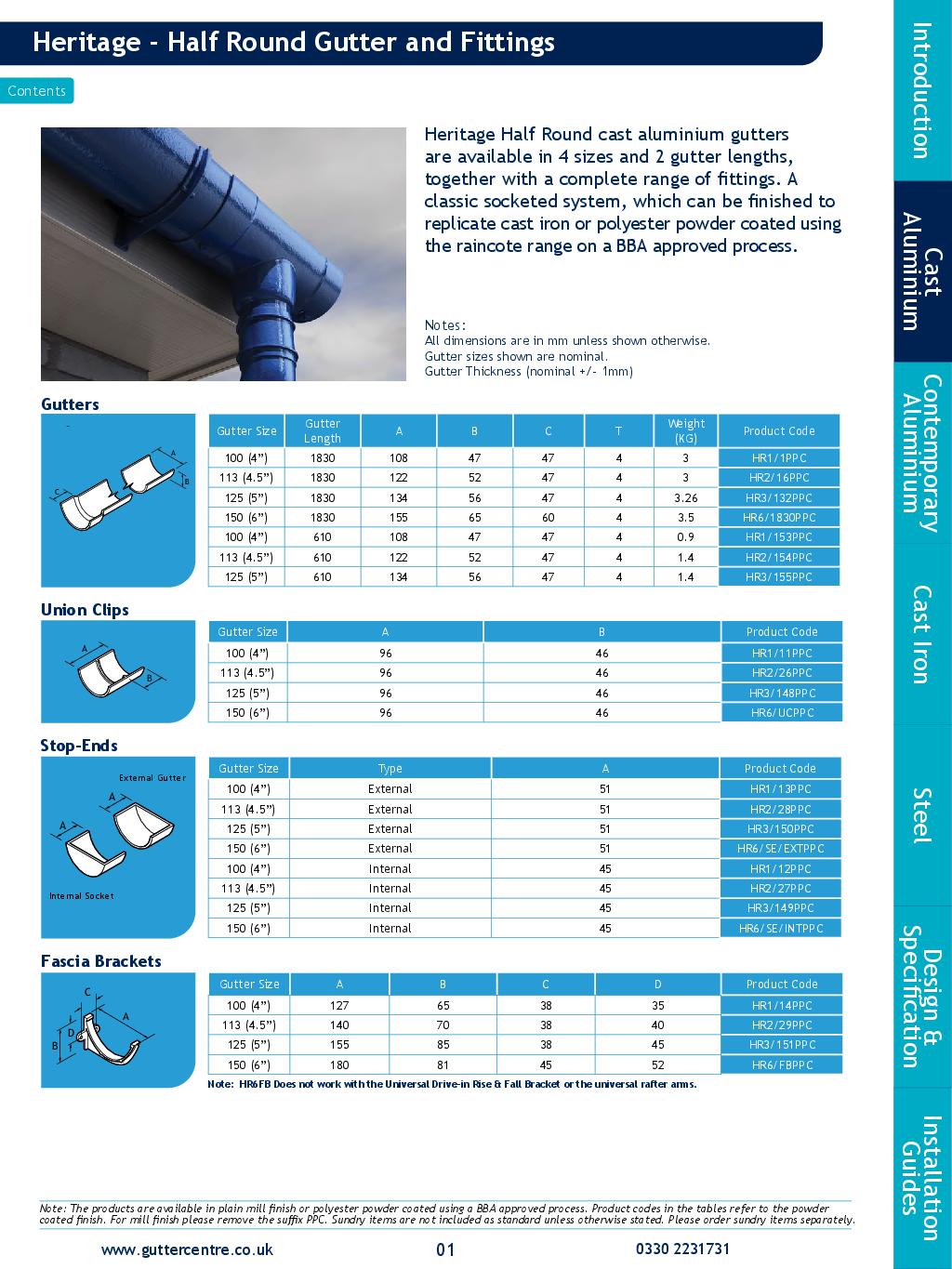 Alumasc Half Round Cast Aluminium Technical Guide
