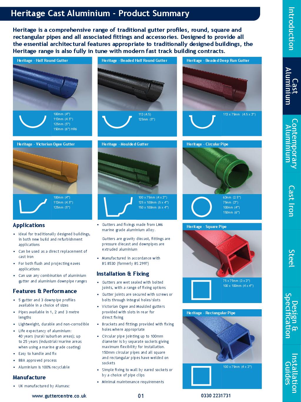 Alumasc Cast Aluminium Guttering Product Guide